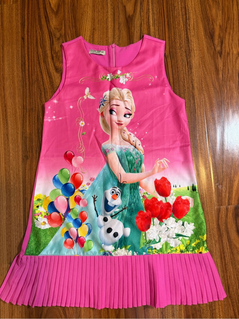 Zara Kids Girl Frozen Elsa Print Dress Pink - Size 12